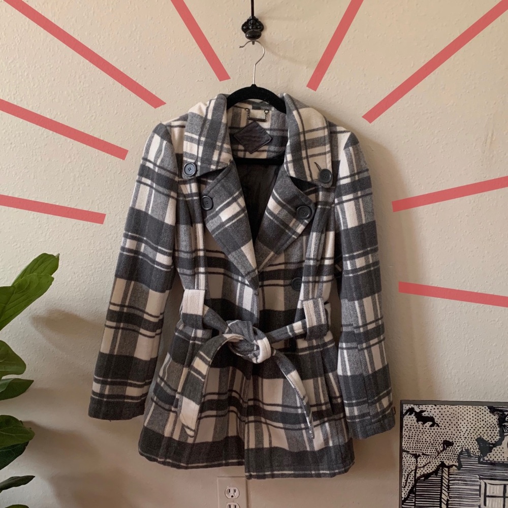 JouJou Double-breasted Plaid Coat